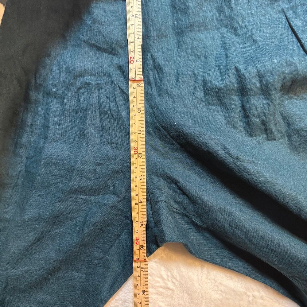 Eileen Fisher Organic Linen Pants Womens 3X Teal NWOT Pull On Cropped Wide Leg - Picture 3 of 9